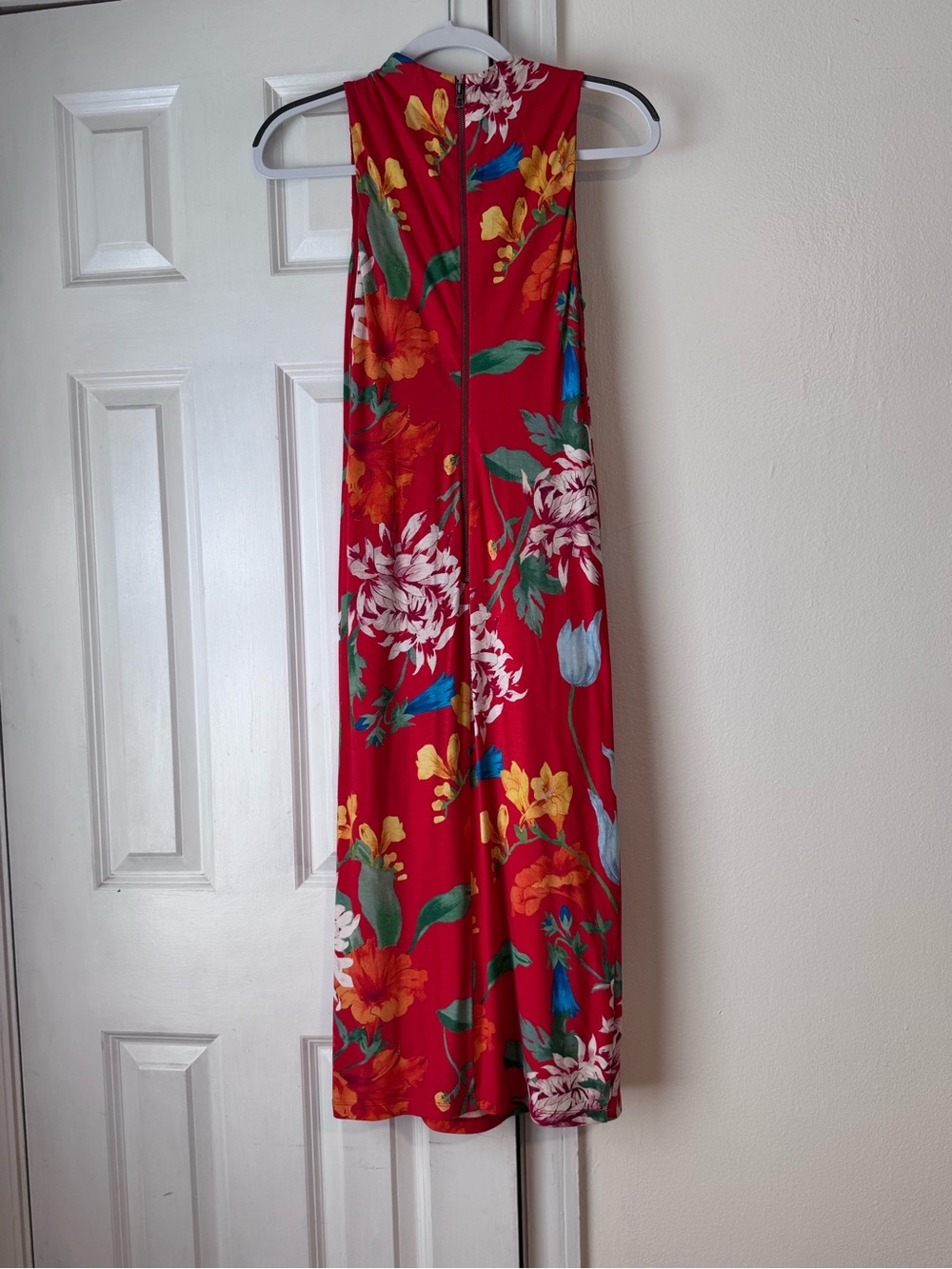 Alice + Olivia Delora Floral Print Midi Sheath Dress Bodycon Sleeveless Size 4 - Picture 6 of 13